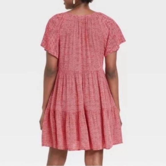 Knox Rose short sleeve Shift Tiered Dress Bonefire red Size Small NWT D16 - Picture 9 of 10